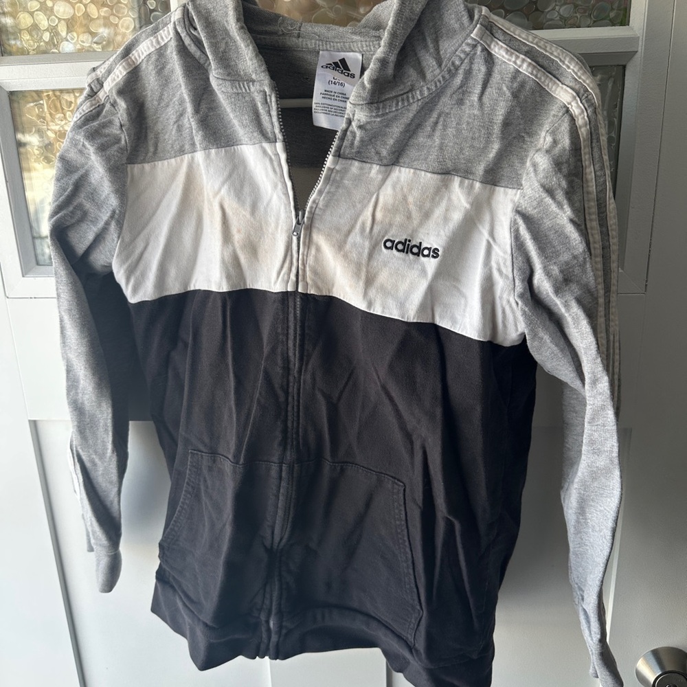 Adidas Two-Tone Gray and Black Hoodie